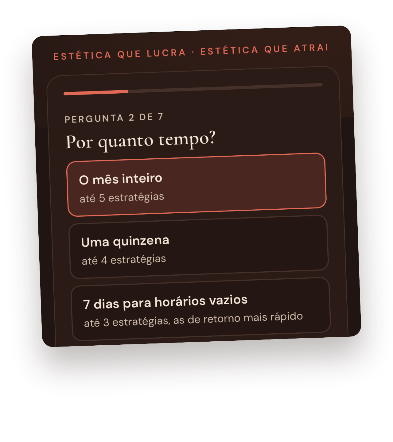 Cartão do plano de 7 dias para horários vazios