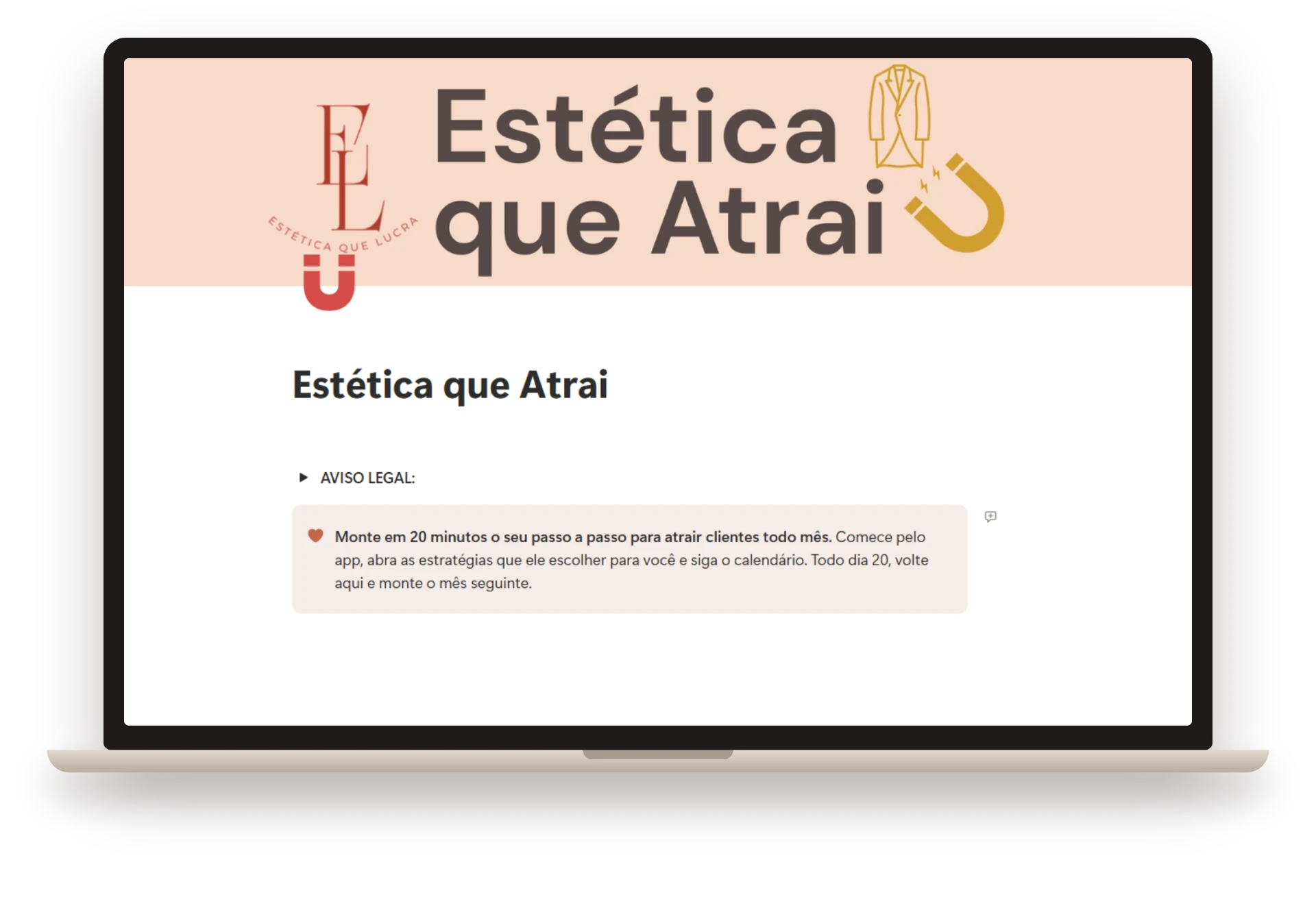 Notebook com as estratégias de atração